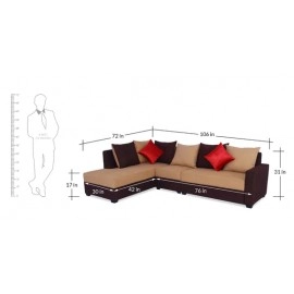Jordan Fabric RHS Sectional Sofa in Beige & Brown Colour