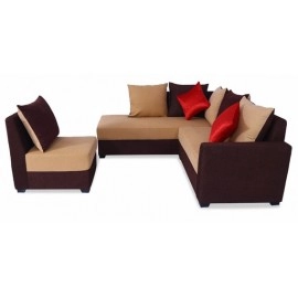 Jordan Fabric RHS Sectional Sofa in Beige & Brown Colour
