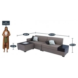 Nanaimo Fabric Corner Sofa in Brown Colour