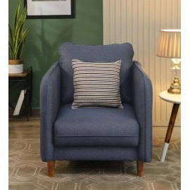 Amelio Velvet 1 Seater Sofa In Blue Colour
