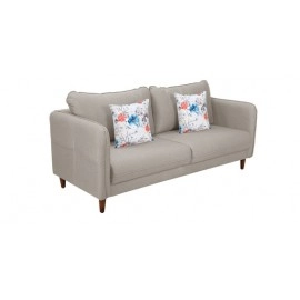 Amelio Velvet 3 Seater Sofa In Beige Colour