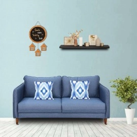 Amelio Velvet 3 Seater Sofa In Denim Blue Colour