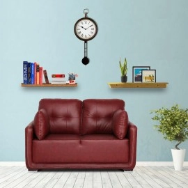 Cedar Leatherette 2 Seater Sofa in Cherry Brown Colour