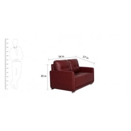 Cedar Leatherette 2 Seater Sofa in Cherry Brown Colour