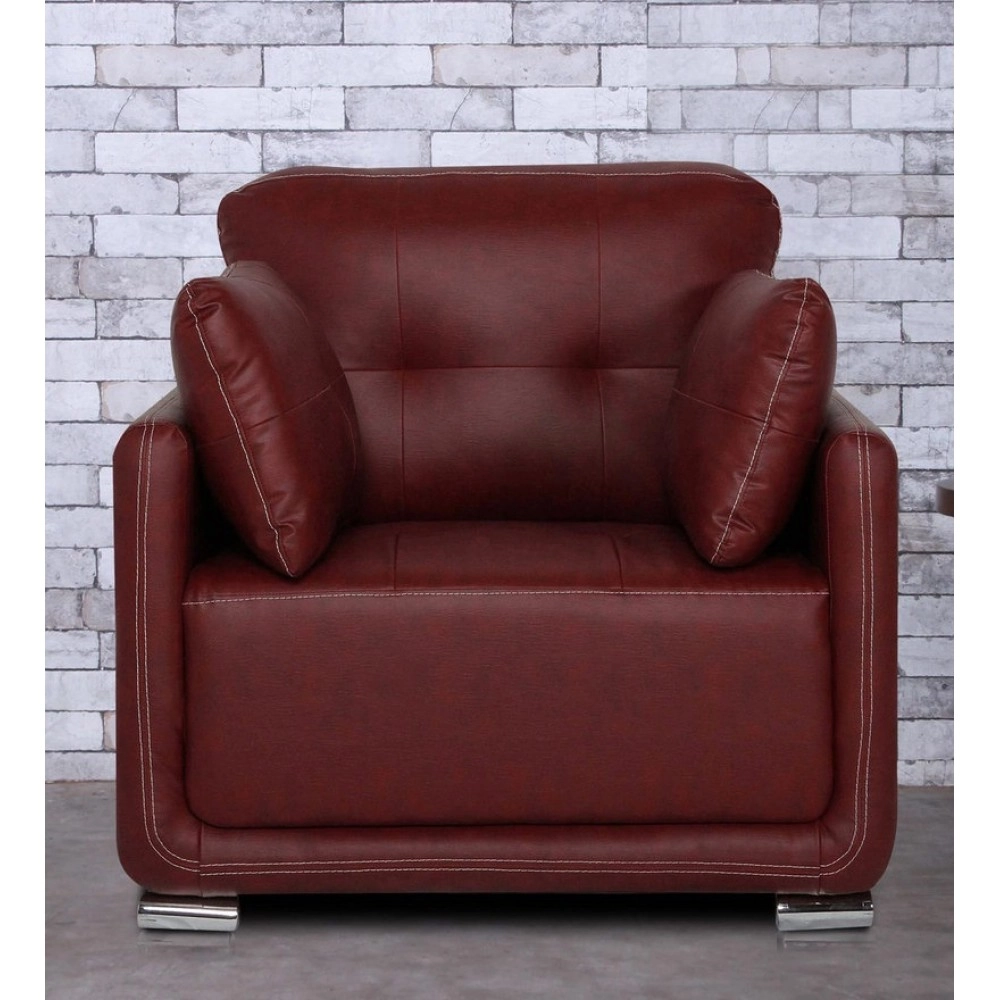 Cedar Leatherette 1 Seater Sofa in Cherry Brown Colour