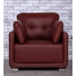 Cedar Leatherette 1 Seater Sofa in Cherry Brown Colour