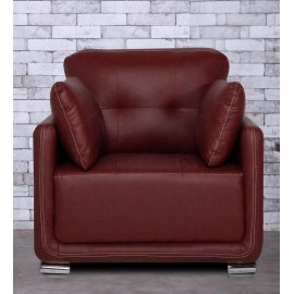 Cedar Leatherette 1 Seater Sofa in Cherry Brown Colour