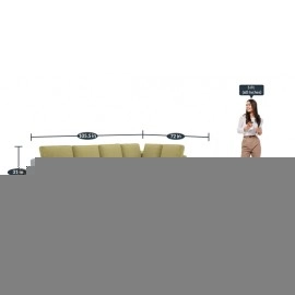 Lara Fabric LHS Sectional Sofa in Laguna Yellow Colour