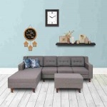 Alonis Fabric RHS Sectional Sofa ( 3+ Lounger) in Grey Colour