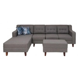 Alonis Fabric RHS Sectional Sofa ( 3+ Lounger) in Grey Colour