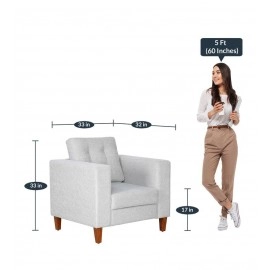 Cindy Fabric 1 Seater Sofa In Ash Grey Colour