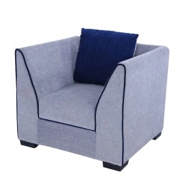 Crown Fabric 1 Seater Sofa in Grey Colour