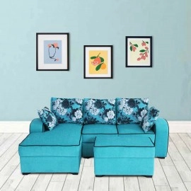 Alex Fabric LHS Sectional Sofa in Aqua Blue Colour