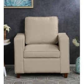 Belindra Fabric 1 Seater Sofa In Beige Colour