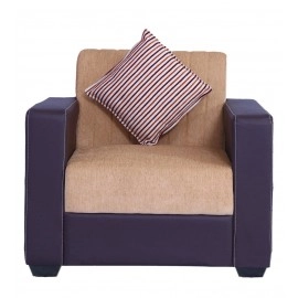 Berline Leatherette 1 Seater Sofa in Beige & Brown Colour