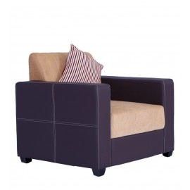 Berline Leatherette 1 Seater Sofa in Beige & Brown Colour