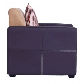 Berline Leatherette 1 Seater Sofa in Beige & Brown Colour