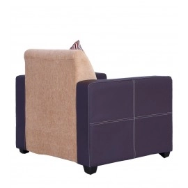 Berline Leatherette 1 Seater Sofa in Beige & Brown Colour