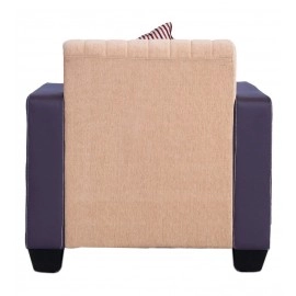 Berline Leatherette 1 Seater Sofa in Beige & Brown Colour