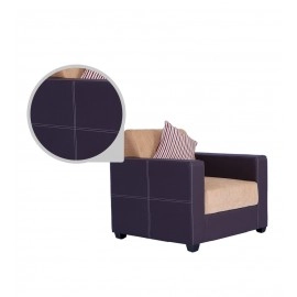 Berline Leatherette 1 Seater Sofa in Beige & Brown Colour