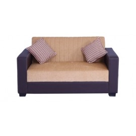 Berline Leatherette 2 Seater Sofa in Beige & Brown Colour