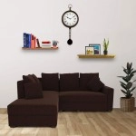 Jordan Fabric LHS Sectional Sofa in Brown Colour