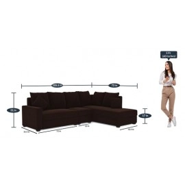 Jordan Fabric LHS Sectional Sofa in Brown Colour