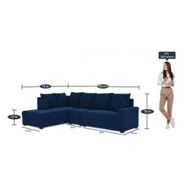 Jordan Fabric LHS Sectional Sofa in Blue Colour