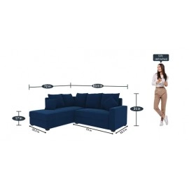 Jordan Fabric RHS Sectional Sofa in Blue Colour