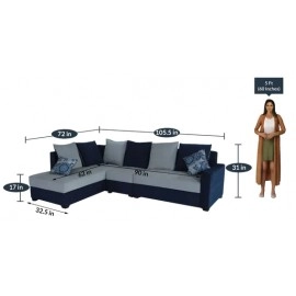 Jordan Fabric RHS Sectional Sofa in Blue & Grey Colour