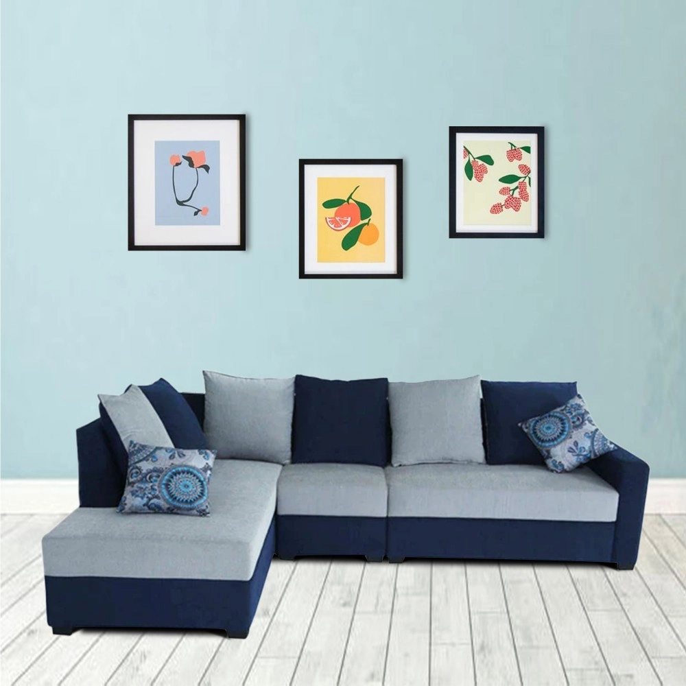 Jordan Fabric RHS Sectional Sofa in Blue & Grey Colour